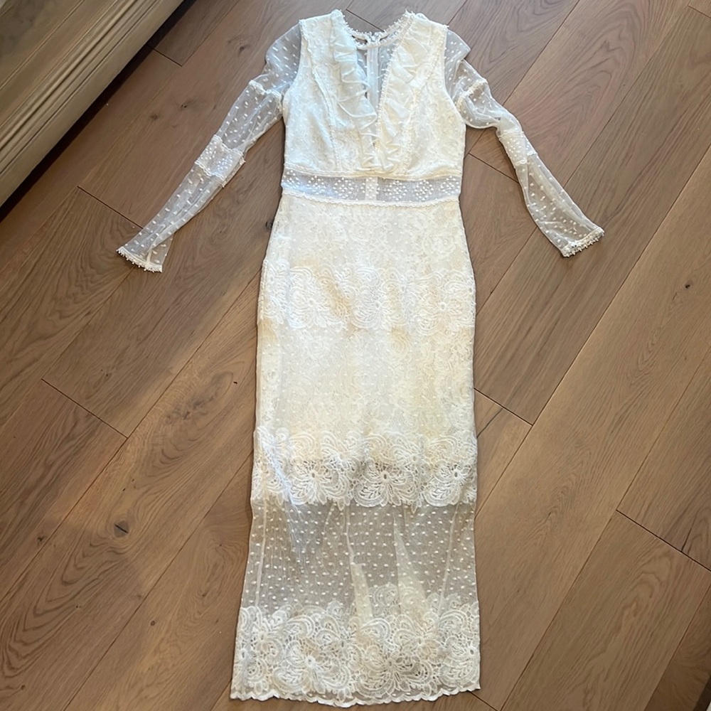 Alexis lace white midi dress
